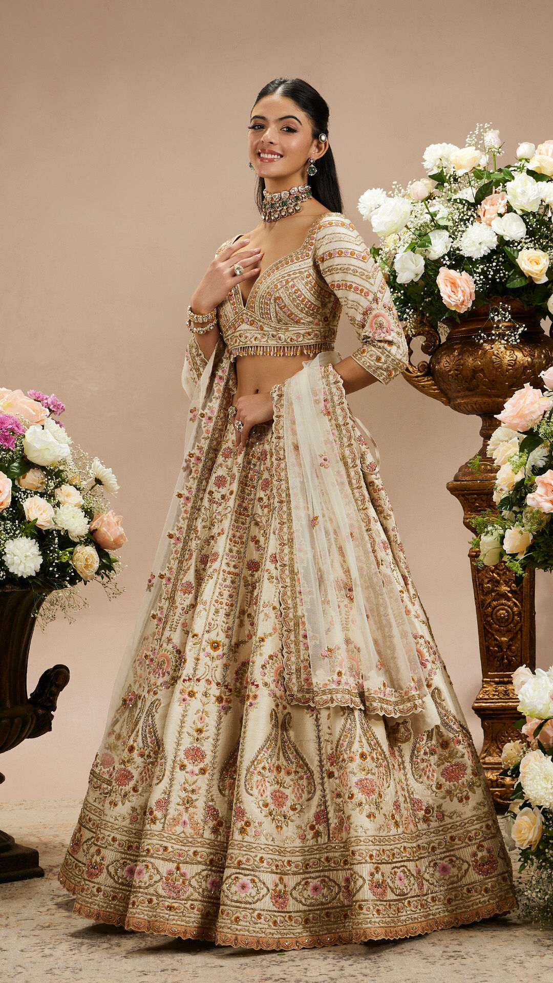 A bride flaunting her beautiful designer lehenga for wedding